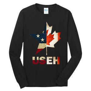 USEH Leaf Canadian American Flag Canada Tall Long Sleeve T-Shirt