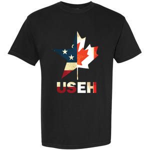 USEH Leaf Canadian American Flag Shirts Canada USA Flag Gift Garment-Dyed Heavyweight T-Shirt