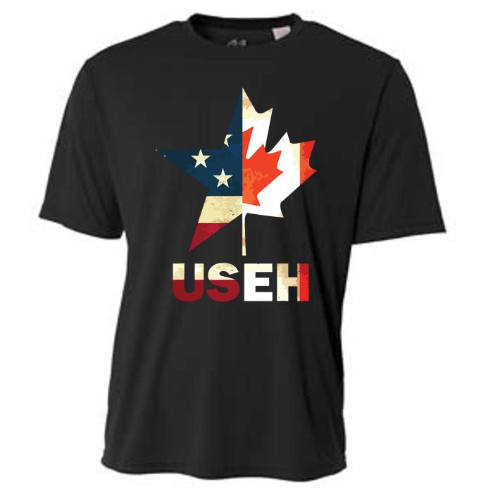 USEH Leaf Canadian American Flag Shirts Canada USA Flag Gift Cooling Performance Crew T-Shirt