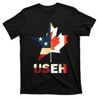 USEH Leaf Canadian American Flag Shirts Canada USA Flag Gift T-Shirt