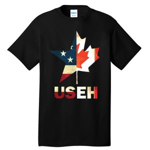 USEH Leaf Canadian American Flag Shirts Canada USA Flag Gift Tall T-Shirt