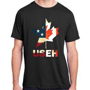 USEH Leaf Canadian American Flag Shirts Canada USA Flag Gift Adult ChromaSoft Performance T-Shirt