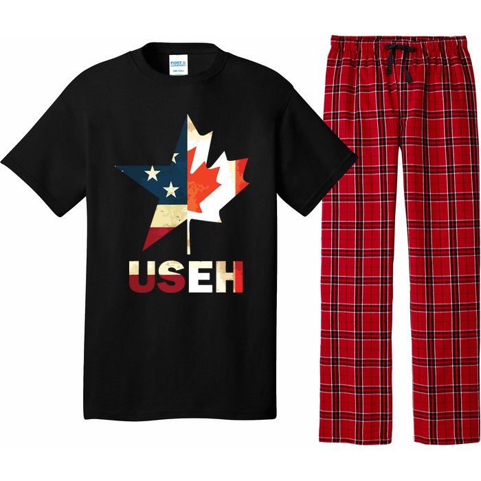 USEH Leaf Canadian American Flag Shirts Canada USA Flag Gift Pajama Set