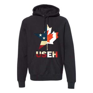 USEH Leaf Canadian American Flag Shirts Canada USA Flag Gift Premium Hoodie