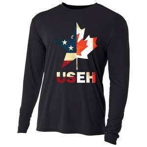 USEH Leaf Canadian American Flag Shirts Canada USA Flag Gift Cooling Performance Long Sleeve Crew