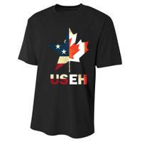 USEH Leaf Canadian American Flag Shirts Canada USA Flag Gift Performance Sprint T-Shirt