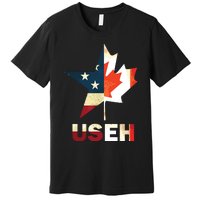 USEH Leaf Canadian American Flag Shirts Canada USA Flag Gift Premium T-Shirt