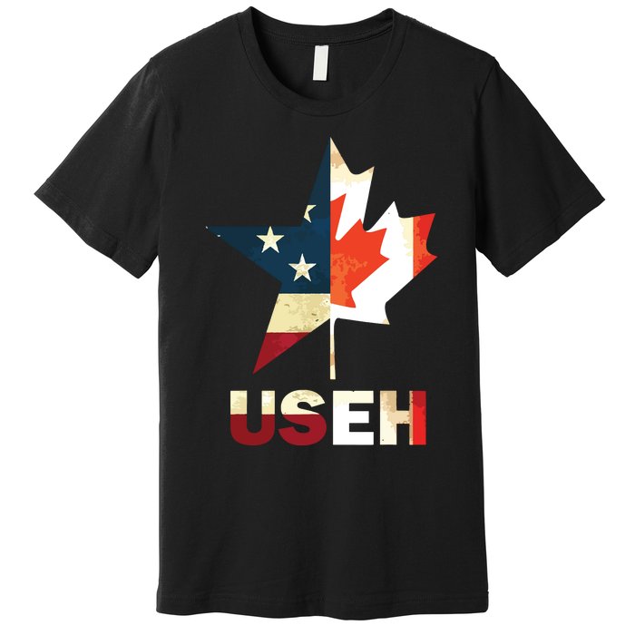 USEH Leaf Canadian American Flag Shirts Canada USA Flag Gift Premium T-Shirt