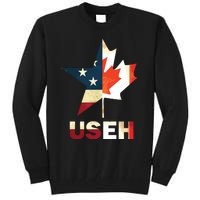 USEH Leaf Canadian American Flag Shirts Canada USA Flag Gift Tall Sweatshirt