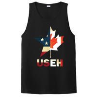 USEH Leaf Canadian American Flag Shirts Canada USA Flag Gift PosiCharge Competitor Tank