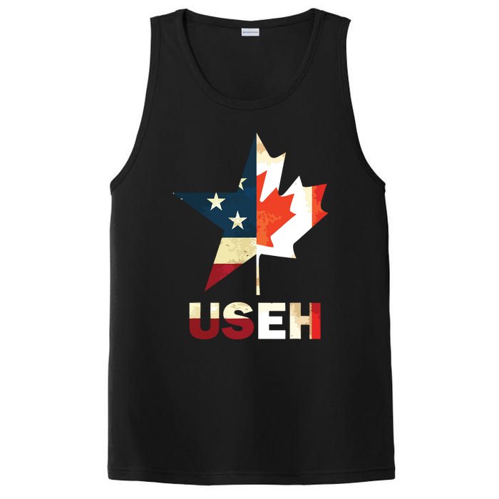 USEH Leaf Canadian American Flag Shirts Canada USA Flag Gift PosiCharge Competitor Tank