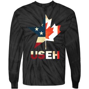 USEH Leaf Canadian American Flag Shirts Canada USA Flag Gift Tie-Dye Long Sleeve Shirt