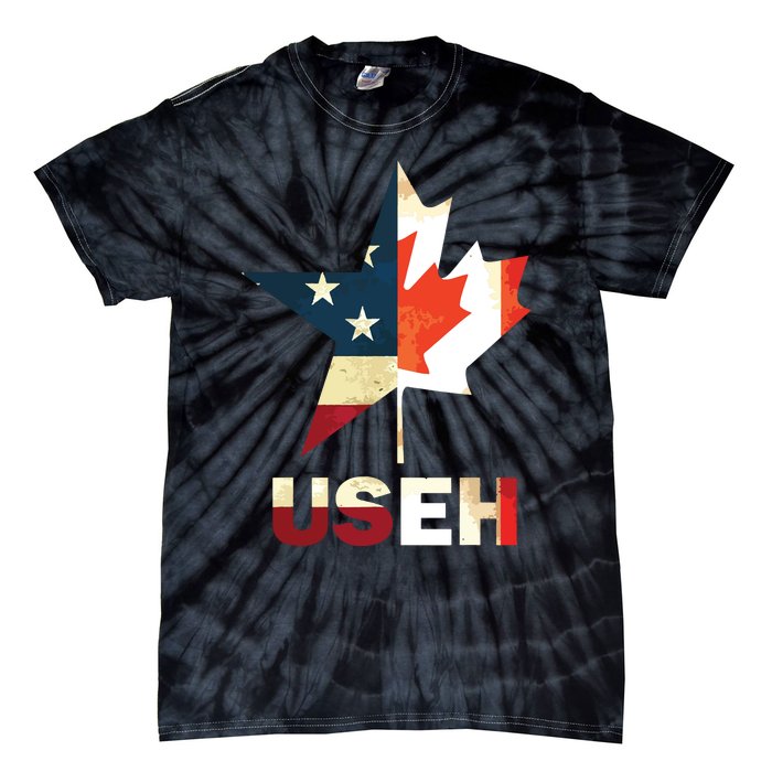 USEH Leaf Canadian American Flag Shirts Canada USA Flag Gift Tie-Dye T-Shirt