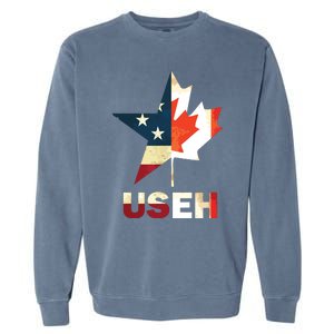 USEH Leaf Canadian American Flag Shirts Canada USA Flag Gift Garment-Dyed Sweatshirt