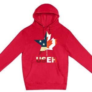 USEH Leaf Canadian American Flag Shirts Canada USA Flag Gift Premium Pullover Hoodie