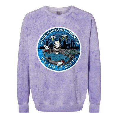 Underground Lineman Cable Splicer Colorblast Crewneck Sweatshirt