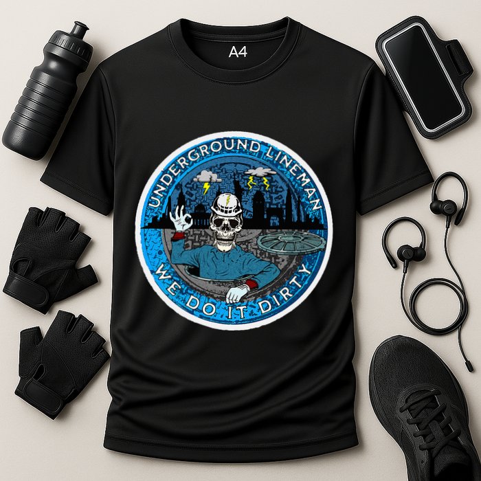 Underground Lineman Cable Splicer Cooling Performance Crew T-Shirt