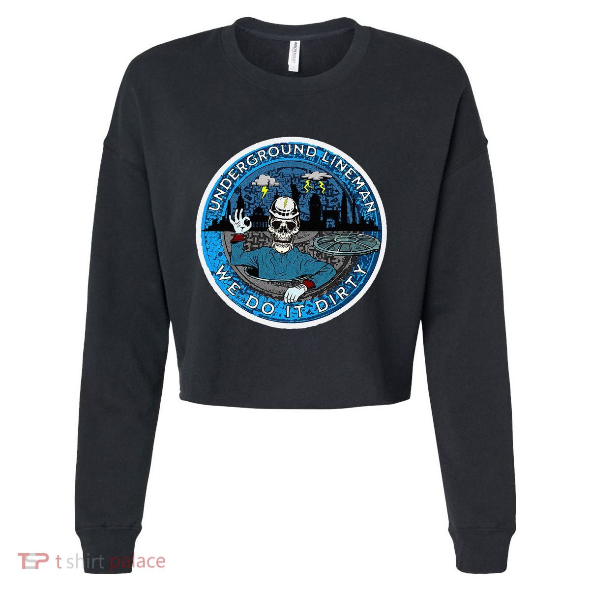 Underground Lineman Cable Splicer Cropped Pullover Crew