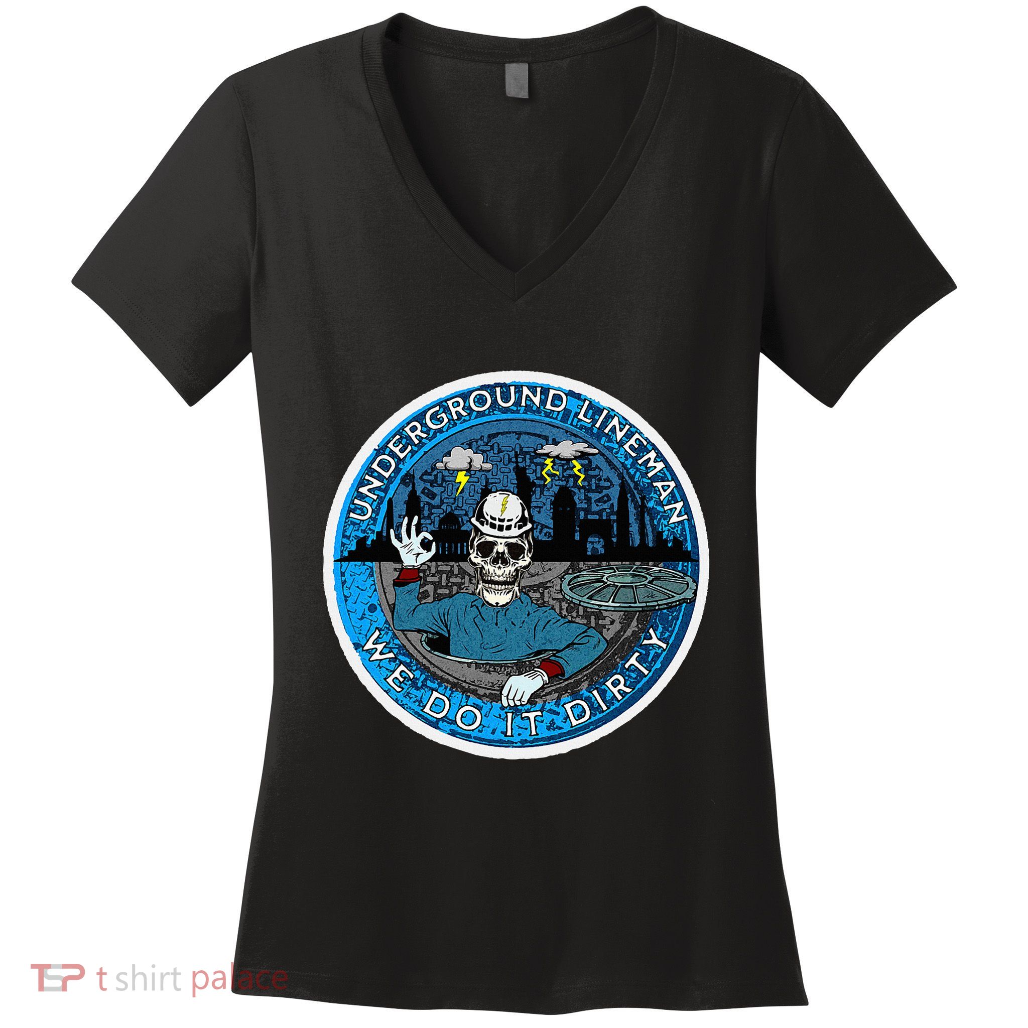 Underground Lineman Cable Splicer Women's V-Neck T-Shirt