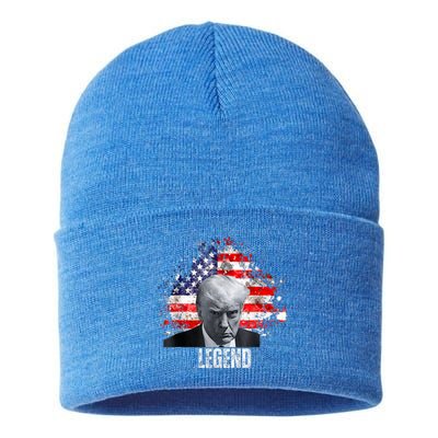 Usa Legend Donald Trump Mug Shot 2024 Sustainable Knit Beanie