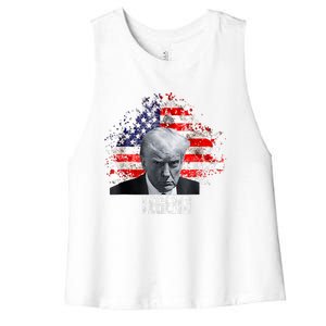 Usa Legend Donald Trump Mug Shot 2024 Women's Racerback Cropped Tank