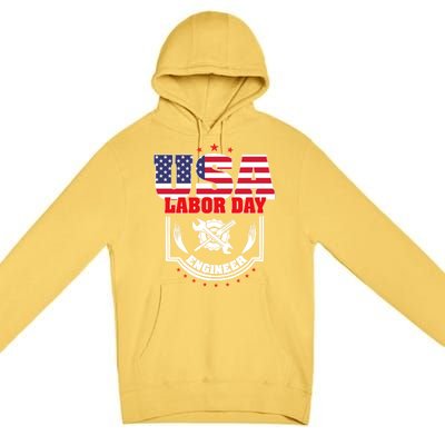 Usa Labor Day Engineer Patriotic Proud American Flag America Gift Premium Pullover Hoodie