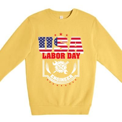 Usa Labor Day Engineer Patriotic Proud American Flag America Gift Premium Crewneck Sweatshirt