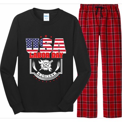 Usa Labor Day Engineer Patriotic Proud American Flag America Gift Long Sleeve Pajama Set