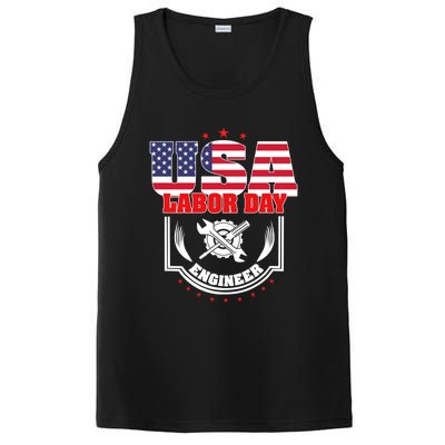 Usa Labor Day Engineer Patriotic Proud American Flag America Gift PosiCharge Competitor Tank