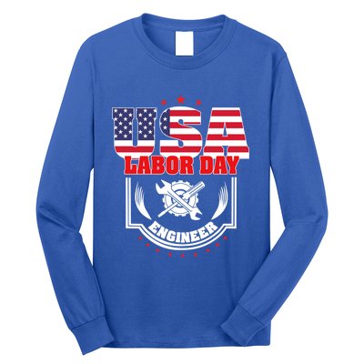 Usa Labor Day Engineer Patriotic Proud American Flag America Gift Long Sleeve Shirt