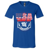 Usa Labor Day Engineer Patriotic Proud American Flag America Gift V-Neck T-Shirt