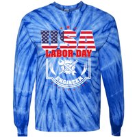 Usa Labor Day Engineer Patriotic Proud American Flag America Gift Tie-Dye Long Sleeve Shirt