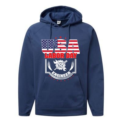 Usa Labor Day Engineer Patriotic Proud American Flag America Gift Performance Fleece Hoodie