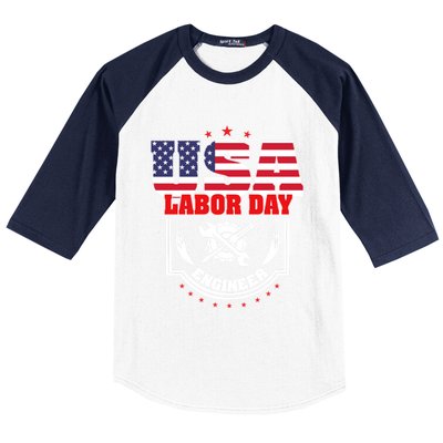 Usa Labor Day Engineer Patriotic Proud American Flag America Gift Baseball Sleeve Shirt