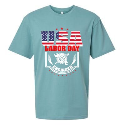 Usa Labor Day Engineer Patriotic Proud American Flag America Gift Sueded Cloud Jersey T-Shirt