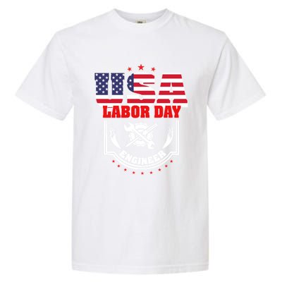 Usa Labor Day Engineer Patriotic Proud American Flag America Gift Garment-Dyed Heavyweight T-Shirt