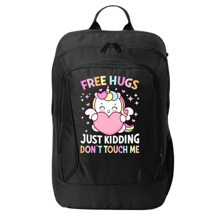 Unicorn Lover  Funny Free Hugs Just Kidding Don't Touch Me  City Backpack