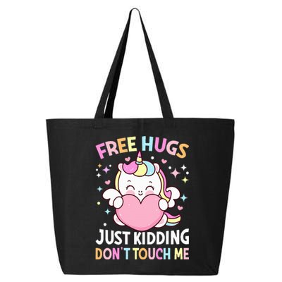 Unicorn Lover  Funny Free Hugs Just Kidding Don't Touch Me  25L Jumbo Tote