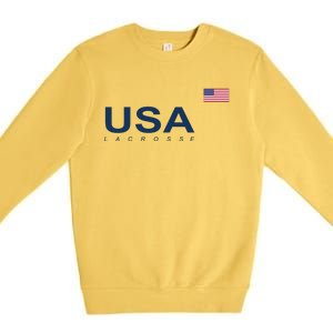 Usa Lacrosse Flag Gift Premium Crewneck Sweatshirt