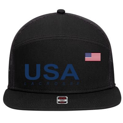 Usa Lacrosse Flag Gift 7 Panel Mesh Trucker Snapback Hat