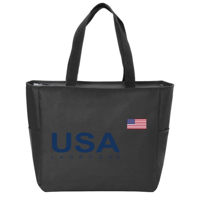 Usa Lacrosse Flag Gift Zip Tote Bag