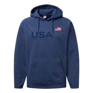 Usa Lacrosse Flag Gift Performance Fleece Hoodie