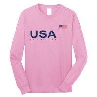 Usa Lacrosse Flag Gift Long Sleeve Shirt