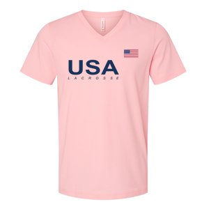 Usa Lacrosse Flag Gift V-Neck T-Shirt