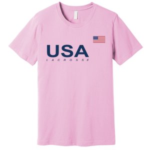 Usa Lacrosse Flag Gift Premium T-Shirt