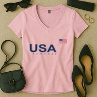 Usa Lacrosse Flag Gift Women's V-Neck T-Shirt