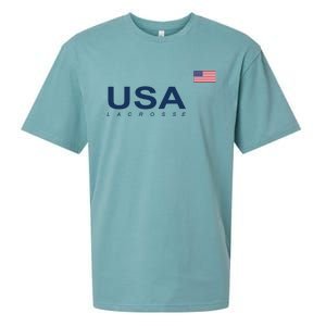 Usa Lacrosse Flag Gift Sueded Cloud Jersey T-Shirt