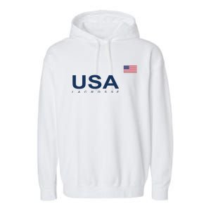 Usa Lacrosse Flag Gift Garment-Dyed Fleece Hoodie