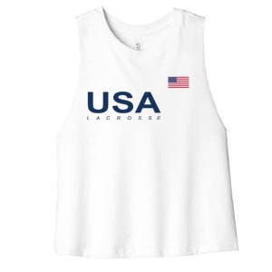 Usa Lacrosse Flag Gift Women's Racerback Cropped Tank