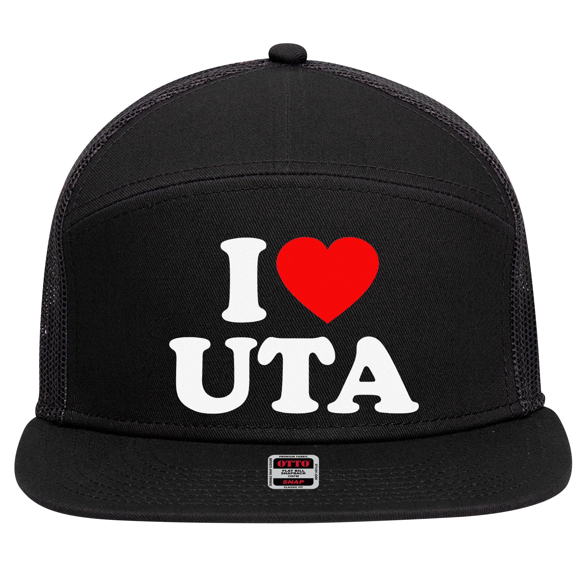 UTA Love Heart College University Alumni 7 Panel Mesh Trucker Snapback Hat